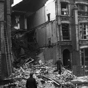 Print of Damage to Housing in Fulham, London after Luftwaffe Air Raid
