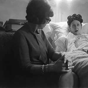 Dame Edith Sitwell talks to Marjorie Proops from her bed