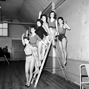 Dancers from the Jill Day Show seen here in rehearsal. March 1957 A328-001