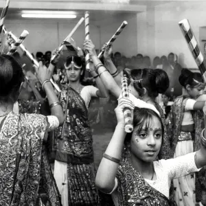 Dancers perform a traditional stick dance at the Hindu Temple, Merches Place, Grangetown Dancers perform a traditional stick dance at the Hindu Temple, Merches Place, Grangetown