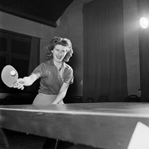 Daphne Harvey. Table Tennis Contest. August 1953 D461-006