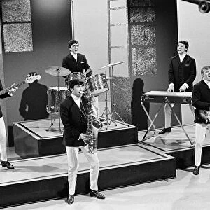The Dave Clark Five performing in a studio. Circa 1964