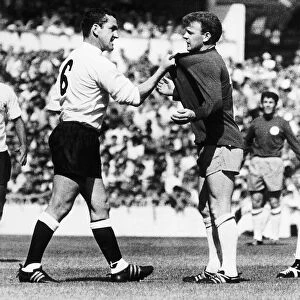 Dave Mackay footballer plays for Spurs V Leeds Utd He grabs Billy Bremner by the Shirt