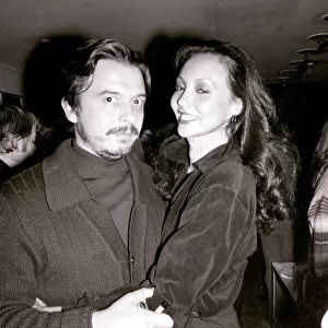David Bailey Photographer with his wife, Marie Helvin, Model celebrating their marriage