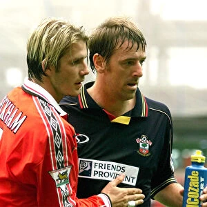 David Beckham left and Matt Le Tissier September 1999 walk off the pitch together