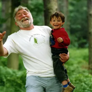 David Bellamy teaches Mark Cumberledge about Chopwell Woods Print 1994