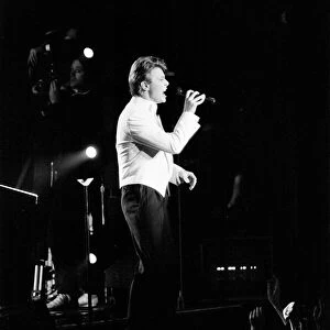 David Bowie on stage at the Birmingham NEC. The concert is part of