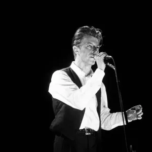 David Bowie on stage at the Birmingham NEC during the first leg of his Sound David Bowie on stage at the Birmingham NEC during the first leg of his Sound