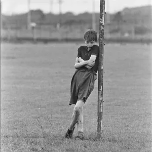 David Bradley, (aged 14) playing the part of Billy Casper, pictured with his Kestral