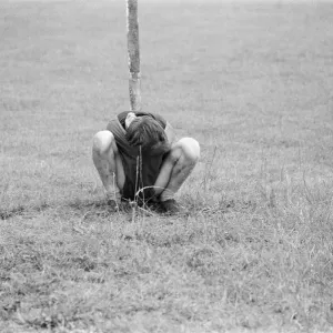 David Bradley, (aged 14) playing the part of Billy Casper, pictured with his Kestral