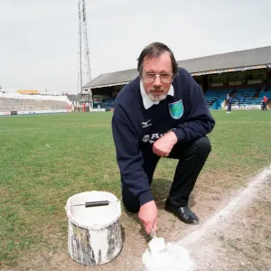David Downs Marks the Pitch at Elm Park, 8th May 1998 Print