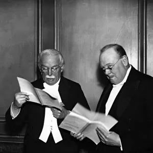David Lloyd George, 1st Earl Lloyd-George and Winston Churchill at the Printers Pension