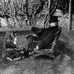 David Lloyd George British Prime Minister with daughter Megan in Folkestone. 1911