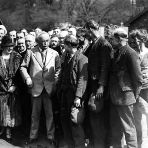 David Lloyd George pictured during a visit to the colliery at Mountain Ash talking with David Lloyd George pictured during a visit to the colliery at Mountain Ash talking with