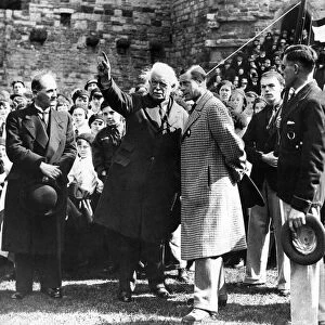 David Lloyd George and Prince Edward of Wales in the grounds of Caernarfon Castle with