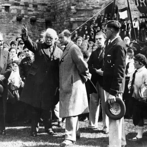 David Lloyd George and Prince Edward of Wales in the grounds of Caernarfon Castle with David Lloyd George and Prince Edward of Wales in the grounds of Caernarfon Castle with