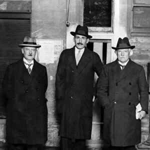 David Lloyd George, right, with Captain Geoffrey Crawshaw and Mr D T Salathiel at Newport