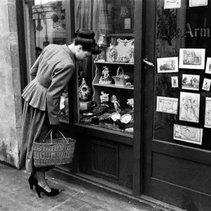 Day in the Life of Shepherds Market circa 1948 Local resident window shopping at No 13