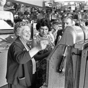 Day Trippers at Southend Amusement Arcade, 30th July 1963 Print