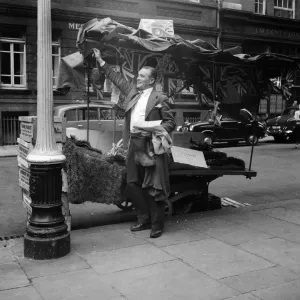 A decorated barrow boys stall on the eve of his wedding, outside Charing Cross Station A decorated barrow boys stall on the eve of his wedding, outside Charing Cross Station