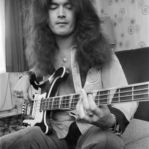 Deep Purple guitarist Glenn Hughes pictured after returning from America. 11th July 1973 Deep Purple guitarist Glenn Hughes pictured after returning from America. 11th July 1973