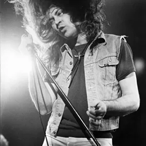 Former Deep Purple singer Ian Gillan performing in concert. October 1982