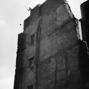 Demolition in progress of a tall building in Fetter Lane