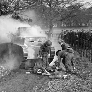 A demonstration in the method of dealing with an enemy tank by a platoon of the Home A demonstration in the method of dealing with an enemy tank by a platoon of the Home