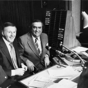 Denis Healey and Jimmy Young in BBC Radio 2 studio - April 1977 02 / 04 / 1977