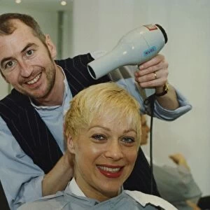 Denise Welch relaxes with a trip to the hairdressers, pictured with stylist Peter