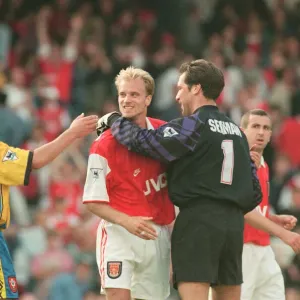 Dennis Bergkamp Celebrates with David Seaman Print 1995 Dennis Bergkamp Celebrates with David Seaman Print 1995