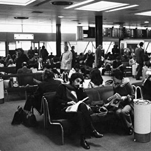 The departure lounge at Heathrow airport during a BOAC cabin staff strike