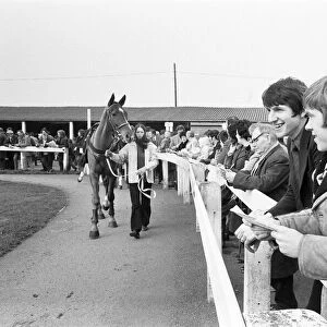 Derby County players enjoy a day out at Uttoxeter races. 16th March 1973