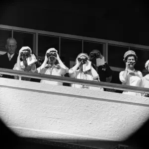 Derby Day at Epsom. Pictured, Princess Margaret, Queen Elizabeth II Derby Day at Epsom. Pictured, Princess Margaret, Queen Elizabeth II