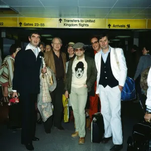 Derek Nimmo, Frank Windsor, David Jason and John Fortune at London Airport
