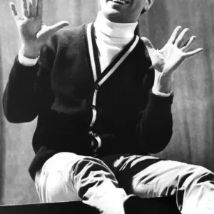 Des O Connor smiling during theatre rehearsals - November 1966