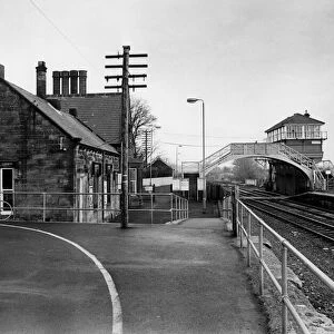 A deserted Haltwhistle Railway Station on 13th December 1985
