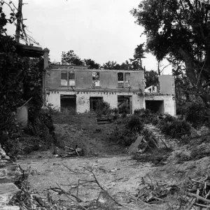 Print of a damaged villa at Slapton, 21st July 1944 Print of a damaged villa at Slapton, 21st July 1944