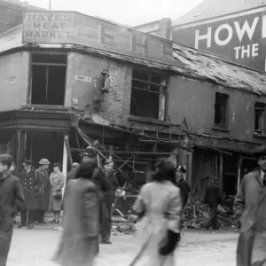 Destruction caused by Nazi raiders in Cardiff, Wales. Trinity Street and Wharton Street Destruction caused by Nazi raiders in Cardiff, Wales. Trinity Street and Wharton Street