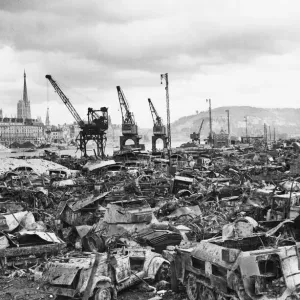 The destruction on the dockside off the south side of Rouen The destruction on the dockside off the south side of Rouen