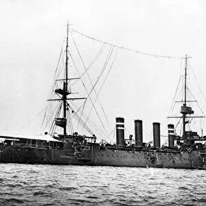 The Devonshire class armoured cruiser HMS Hampshire of the British Royal Navy