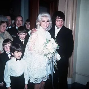 Diana Dors actress and Alan Lake emerge from Caxto Hall registry office in Westminster
