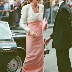 Diana, Princess Of Wales arrives at the Coliseum theatre in St Diana, Princess Of Wales arrives at the Coliseum theatre in St