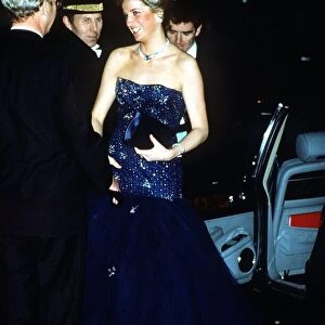Diana, Princess of Wales arrives at Covent Garden Opera House for a performance of