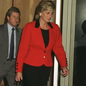 Diana, Princess of Wales, arrives at Heathrow Airport after returning from her four day