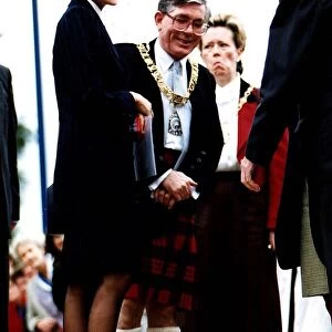 Diana, Princess of Wales arrives at the Heriot Watt University in Edinburgh