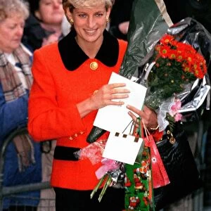 Diana, Princess of Wales arrives in London for an event titled "
