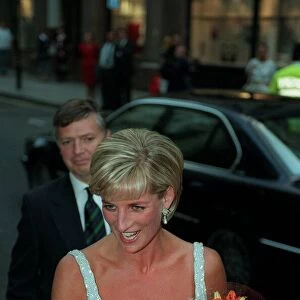 Diana, Princess of Wales arrives for a private viewing and reception at Christies in