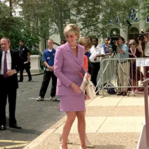 Diana, Princess of Wales, arrives at the Red Cross Headquarters in Washington DC before
