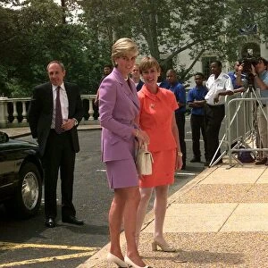 Diana, Princess of Wales arrives at the Red Cross Headquarters in Washington DC where she